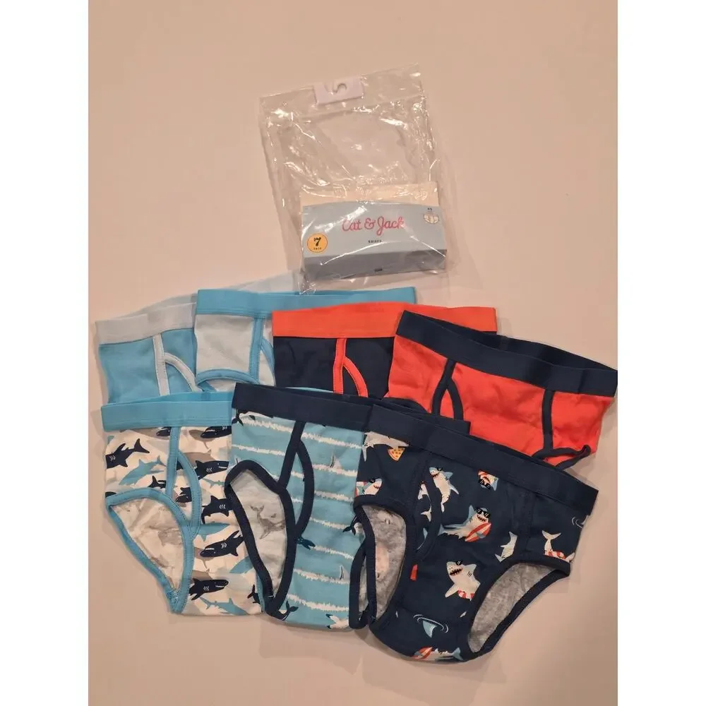 Cat & Jack Boys Briefs XS 4/5 NWT 7 Pairs